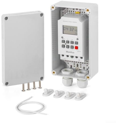 Interruptor temporizador digital de 230 V CA 30 A, interruptor de tiempo impermeable IP65, interruptor de relé programable, soporta 99 ciclos por día