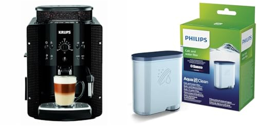 Krups Arabica Picto Kaffeevollautomat, Milchschaumdüse & Philips AquaClean Kalk- und Wasserfilter für Espressomaschine, Kein Entkalken bis 5000 Tassen, Doppelpack