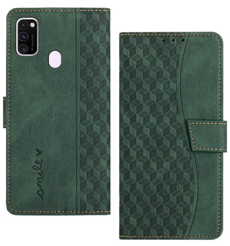 Radoo Handyhülle für Samsung Galaxy M30S/M21 Hülle Leder für Klappbar PU Leder Tasche Flip Wallet Stoßfeste Case Schutzhülle Klapphülle für Galaxy M30S/M21 Hülle Lederhülle (Grün)