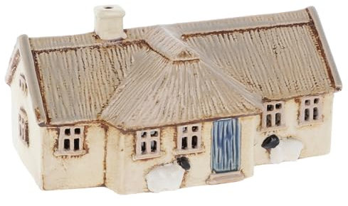 Shudehill Giftware Village Pottery Bougeoir en céramique Collection House Croft Houses – Rouge, chaume, Paille, Bleu Marine, Ardoise, crème ou Gris (Paille de chaume)