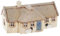 Shudehill Giftware Village Pottery Teelichthalter, Keramik, Haus-Croft-Häuser-Kollektion, Rot, Stroh, Marineblau, Schiefer, Creme oder Grau (Stroh)
