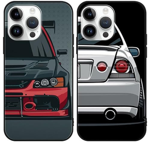 Yomyejisoo 2 Stück Handyhülle für Apple iPhone 15 Hülle 6.1, Cool Classic JDM Legends Japan Auto Cool Design Jungs mit Motiv, Weich TPU Stoßfest Kratzfeste Silikon Matt Bumper Case Cover,01