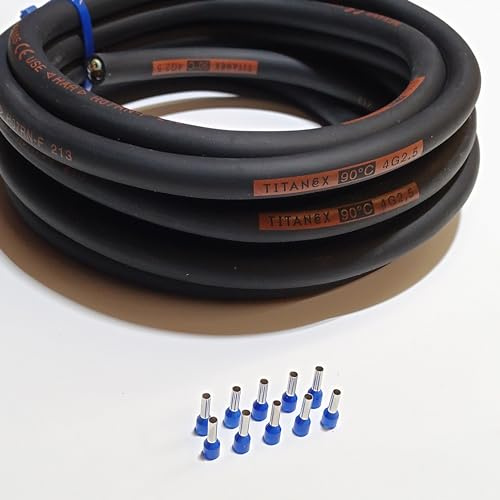 TITANEX H07RN-F 4x1,5 mm² (4G1,5) Motorenkabel, Gummikabel, Baustellenkabel für den Außenbereich 5-50m inkl. 10 Aderendhülsen (100 Meter)