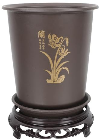 BESPORTBLE Pot De Fleurs Décoratif Chinois Vintage Pots D'orchidées avec Support Vase À Fleurs Décoratif Oriental Pot De Bonsaï De Jardin pour Porche Extérieur Balcon Café