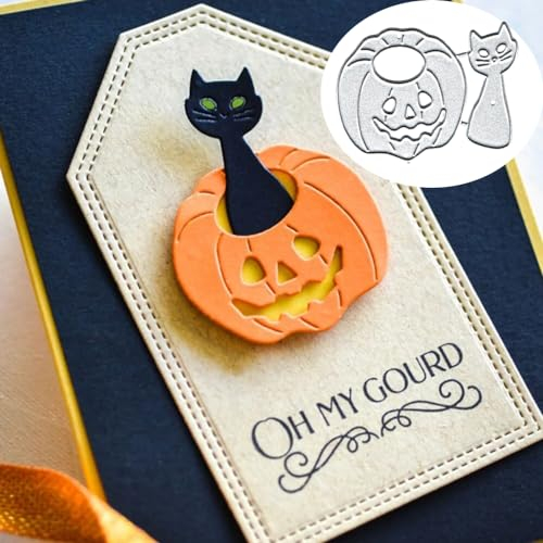 Halloween Kürbis Katzen Stanzschablonen Metall Stanzformen Kürbis Katzen Stanzformen Cut Schablonen für DIY Scrapbooking Karten Fotoalbum Dekorative Prägepapier Stanzformen für Scrapbooking