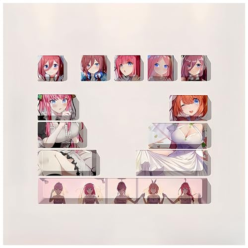 The Quintessential Quintuplets Tastenkappen, 12 Tasten PBT Thermosublimation, benutzerdefinierte Tastenkappen für Cherry Gateron MX Swithes mechanische Tastaturen (Nakano Miku)
