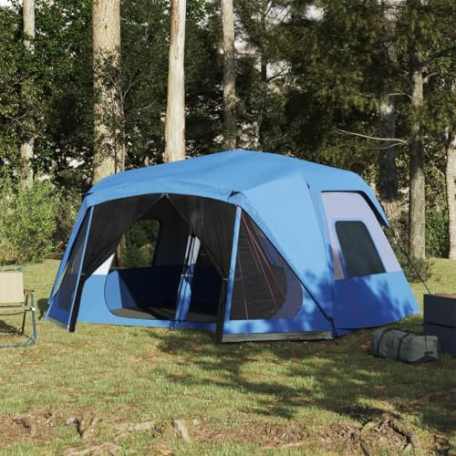 Annlera Campingzelt Blau Familienzelt 10 Personen Zelt mit Schlafkabine Tragbar Großer Raum Eingang mit Reißverschluss 443x437x229 cm