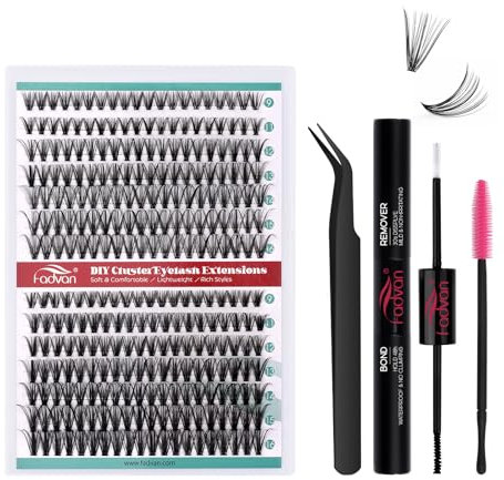 FADVAN Kit Extension Cils 280Pcs Extension Cils Kit Faux Cils Courbure D Individuels Avec Lash Bond and Remover Applicato de Cils en Grappe Cluster(Kit-30D+40D-0.07D-Mix 9-16mm)