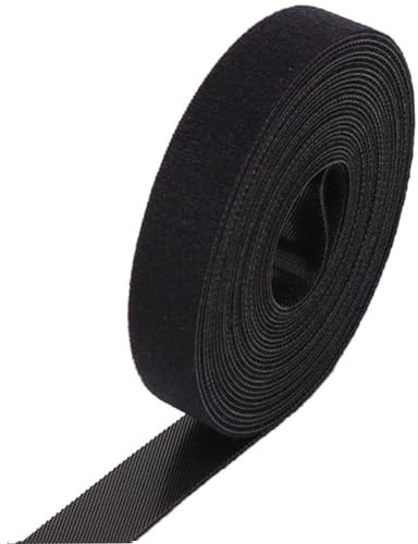 10m Klett Kabelbinder, 20mm Breit Kabelbinder, Schwarz Klettband, Wiederverschließbar Klettverschluss Band, Klettkabelbinder für Kabel Organizer, Kabelmanagement, Cable Ties Tape black