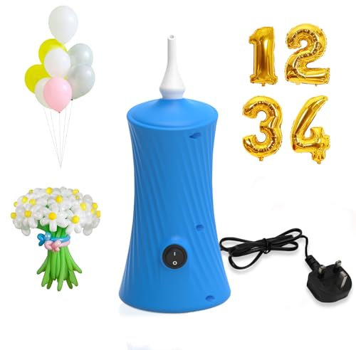 PlusFive Electric Balloon Pump UK Plug, Electric Air Pump for Long Balloons and Foil Balloons, Portable Balloon Inflators Blower Machine for Birthday Party Wedding Christmas Ballon Decorations