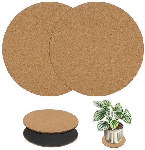M METERXITY 2-Paquets sous-Verres en Liège pour Plantes, 12 Pouces Ronds sous-Verres en Liège Tapis de Liège pour Plantes Tapis de Liège pour Plantes/Maison/Jardin/Intérieur/Extérieur