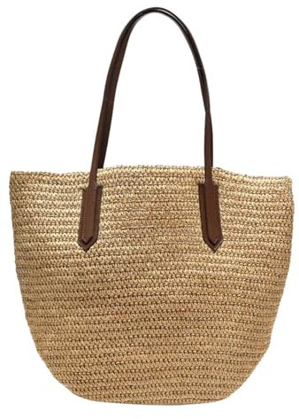 Stroh Handtasche Damen Große, Strohtasche Umhängetasche Reißverschluss Umhängetasche Strohtasche Korbtaschen Für Reisen Urlaub, Arbeit, Outdoor, Shopper