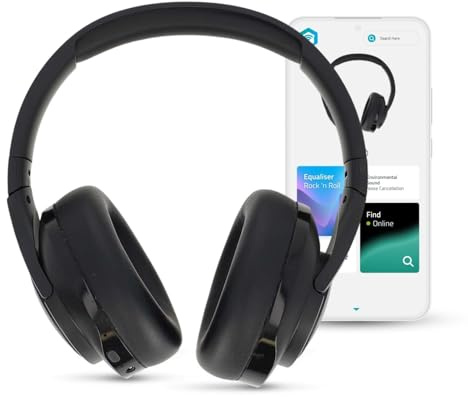 NEDIS Drahtlose Over-Ear-Kopfhörer - max. Batteriespielzeit: 28 Std - Eingebautes Mikro - Drücken Sie Strg - Hybrid (ENC + ANC) - Stimmkontrolle - Lautstärke-Regler - Schwarz