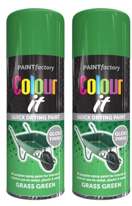 DIOXSTAR Green Grass Gloss Spray, Quick Drying Paint, All Purpose Spray Paint, Suitable for Metal, Plastic & Wood Surfaces, Interior & Exterior Use, 250ml (2 PCS)