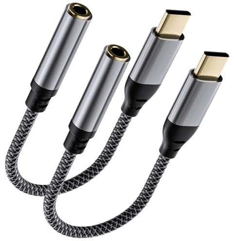 USB -c to 3.5mm headphone jack adapter, 2 Pack USB c to 3.5mm jack audio adapter, headphone jack to usb c for iPhone 15 series, iPad Pro/Air/mini, for Samsung Galaxy, Pixel, HUAWEI, Xiaom