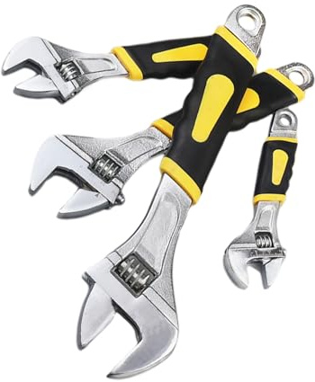 4Pcs Soft-Grip Adjustable Wrench, Carbon Steel Spanner Set Laser Millimetre Scale Adjustable Spanner Set (6in/8in/10in/12in)
