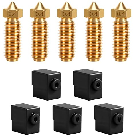 5 Stück Düsen und Silikonsockel für Anycubic Kobra 3,3D Drucker Düsen Nozzle Set mit 0.4mm Messingdüsen und Silicone Socks für Kobra 3
