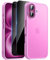 HeIssitot Matt Handyhülle für iPhone 16 Hülle und 2 Stück Sichtschutz Schutzfolie, [Militärstandard] Durchscheinende PC Rückseite TPU Bumper Schutzhülle für iPhone 16, Rosa