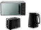 Swan Windsor Black 1.7L 3KW Textured Kettle, 2 Slice Toaster and 800W 20L Digital Microwave SM4421BLK. Contemporary Matching Kitchen Set with a Premium Sleek Black Finish