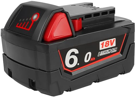 Powarobor M18 18V 6,0Ah Ersatzakku für Milwaukee 18V Akkus Kompatibel mit Milwaukee Akku Werkzeugen 48-11-1860