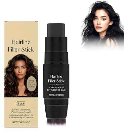 Dual-Ended Root Touch up Stick 7.5g, Schwarz, Haarpuder Für Feines Haar, Doppelkopf-Wurzel-Stick, Abdecken Vondünner Werdendem Haar, Authentischer Look in Für Männer&frauen, hairline