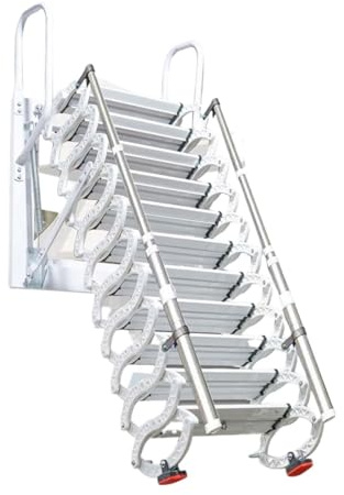 Dachbodentreppe, an der Wand montierte, klappbare Dachbodenleiter, einziehbare, zusammenklappbare Treppe, Teleskop mit Pulldown-System(1.6~2m)
