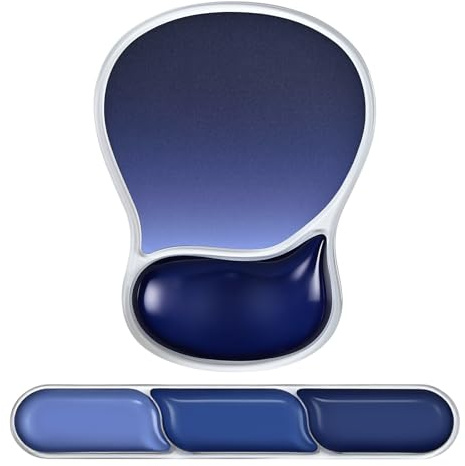 EooCoo Tappetino Mouse Ergonomico + Poggiapolsi Tastiera, Mouse Pad | Mousepad con Poggiapolsi in Gel, per Alleviare il Dolore da Digitazione Gaming Ufficio PC Computer, Accessori Scrivania