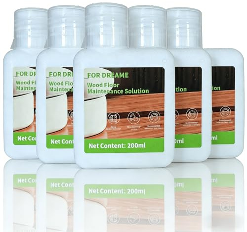 Solution de Soin for Sol en Bois de Robot Serpillère, 200ml x 5 Bouteilles, Nettoyant Nourrissant et Protecteur, Compatible avec Dreame X50/X40/X30/H14/H12 Pro Formule à Mousse Faible
