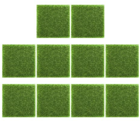 MINAOLULUS 10 Stück Selbstgemacht Kunstrasenmatten 15x15cm aus Reißfestem Pp Immergrüner Künstlicher Rasen für Innen und Außendekoration Terrasse Balkon und Garten