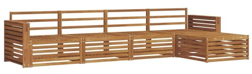 vidaXL Outdoor-Sofagarnitur 5 pcs Natur, Gartenlounge, Moderne Outdoor-Sofa, gemütliche Sitzgruppe, langlebige Terrasse für entspannte Stunden