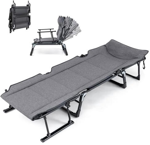 COSTWAY Sonnenliege klappbar, 3 in 1 Gartenliege bis 200 kg belastbar | Liegestuhl mit Kopfstütze, verstellbarer Rückenlehne, Campingliege, Klappbett, Gästebett für Garten, Camping, Büro