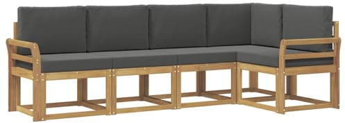 vidaXL Outdoor-Sofagarnitur mit Kissen 5 pcs Weiß und Anthrazit, Garten, modernes Outdoor-Sofa, wetterfestes Lounge-Möbel, perfekte Terrasse für gemütliches Sitzen