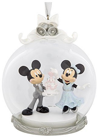 Disney Parks Mickey Minnie Mouse Wedding Figurine Dome Ornament
