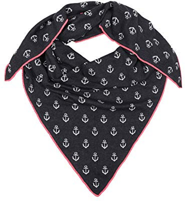 Zwillingsherz Dreieckstuch mit Baumwolle - Hochwertiger Schal mit Anker Print für Damen - XXL Hals-Tuch und Damenschal - Strick-Waren - für Winter Sommer von Cashmere Dreams nav/pin