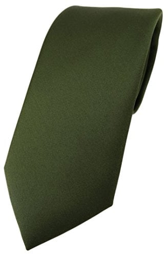 TigerTie Herren Krawatte – Klassische 7,5 cm Krawatte in olivegrün einfarbigem Design, ideal für Geschäftstermine, festliche Anlässe und die Freizeit