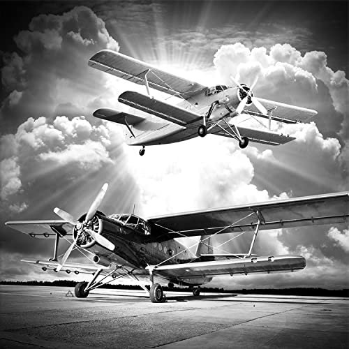 artissimo, Glasbild, 30x30cm, AG4064A, Vintage Airplanes, Flugzeug, Bild aus Glas, moderne Wanddekoration aus Glas, Wandbild Wohnzimmer modern