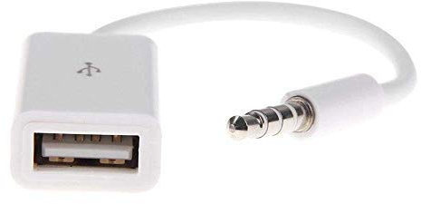 Coomoors Aux to USB Adapter, 3.5mm Macho Aux Audio Conector Jack Enchufe a USB 2.0 Hembra Convertidor Cable, Cable OTG Adaptador de Auxiliar Estéreo para Automóvil, Dispositivos de CD y DVD (White)