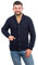 SAOL 100% Merinowolle Herren Aran Cable Schal-Kragen-Strickjacke, in Holzkohle/Marine/Armeegrün (Marine, X-Large)