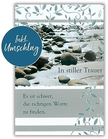 bsb Trauerkarte zur Beerdigung - liebevolle Beileidskarten mit Umschlag - Trauerkarte hochwertig mit Strand-Motiv - Herzliches Beileid Karte Trauer - Kondolenzkarte in 11,5 x 17,0 cm