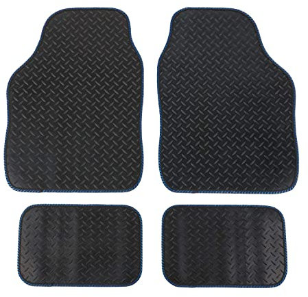 Safe Travel 27851 Universal Autoteppich, robuste Gummimatten, Blaue Einfassung
