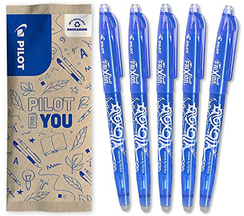 PILOT - FriXion Clicker 0.5 Set - 5 Stück: Blau - Radierbarer, nachfüllbarer Gel-Tintenroller mit Druckmechanik und thermosensitiver Tinte - Komfortables Schreiben - Feine Spitze