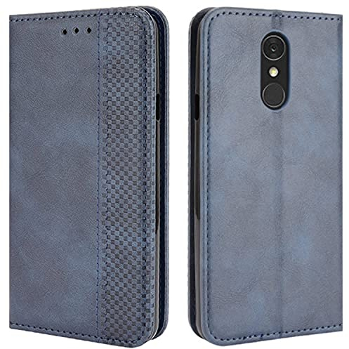 HualuBro Handyhülle für LG Q7 Case, LG Q7 Plus Hülle Leder, Magnetisch Stoßfest Schutzhülle Klapphülle Handytasche Flip Case Cover für LG Q7 / LG Q7+ Plus Tasche, Blau