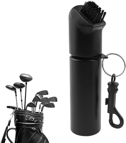 Fyearfly Golf Wasserbürste,Tragbarer Golfschläger Reinigungsbürste,Golf Club Brush with Water Spray Bottle,Zubehör für Golfbags,Schwarz