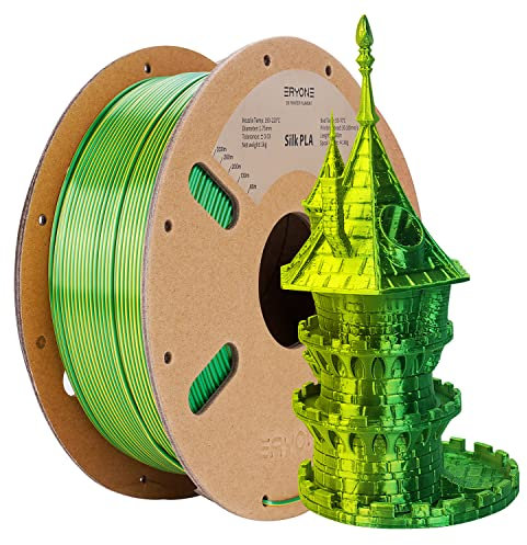 ERYONE Dual Zweifarbig PLA Filament 1.75mm, 3D Drucker Filament 1kg Spule +/- 0,03 mm, Seide Gelb & Grün