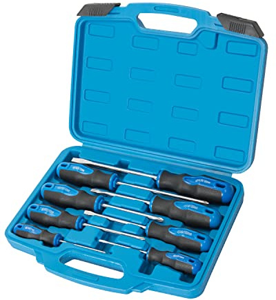 ROTATION 8-Piece Magnetic Screwdrivers Set with Nichrome tip, 4 Phillips and 4 Slotted Tips, Professional Cushion Grip Screwdriver Set with High Torque (8pc_Silver tip_Gloss)