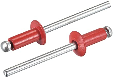 sourcing map 100Stk Blindnieten 4mmx8mm Flach Rundkopf Niete für Metallplatten Fügen Rot