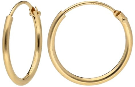 trendor Damen-Ohrringe Gold 585 / 14K Creolen Breite 1,3 mm Ø 15 mm 15171