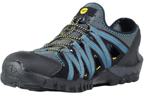 Hi-Tec NARVAL Sandalia deportiva hombre/Sandalia Trekking hombre (Black-Turkish Tile-Super Lemon, Sistema tallas calzado EU, Adulto, Números, mediano, 45)