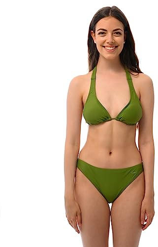 ROCK-IT Apparel Bikini Damen Set I Bikinioberteil Set mit Bikinihose I Triangel Bikini mit Push up Pads zum rausnehmen I Farbe Olive Grün (Slip S - Top M)