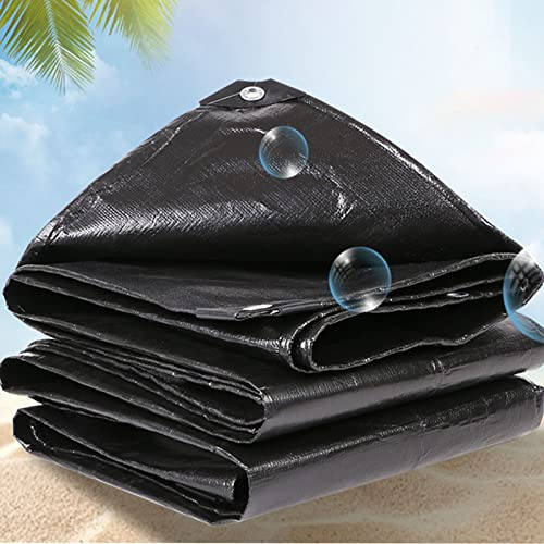 Lona Negra,Lonas Impermeables Exterior con Ojales,140 g/m² Lona Protectora para Camping,para Terrazas Muebles Jardín Piscina Coche,Duradera Resistente a Los Rayos UV,3x6m/9.84x19.68ft
